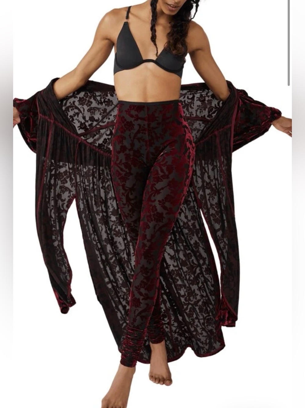 Free People Magic Hour High Waist Burnout Velvet Leggings